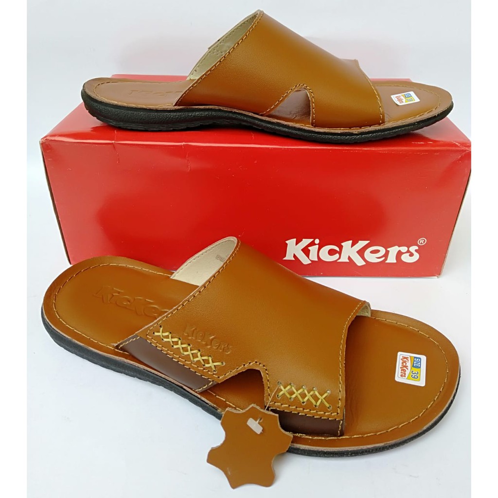 Sandal kulit pria grade kickers original casual selop asli dewasa murah berkualitas terbaru COD