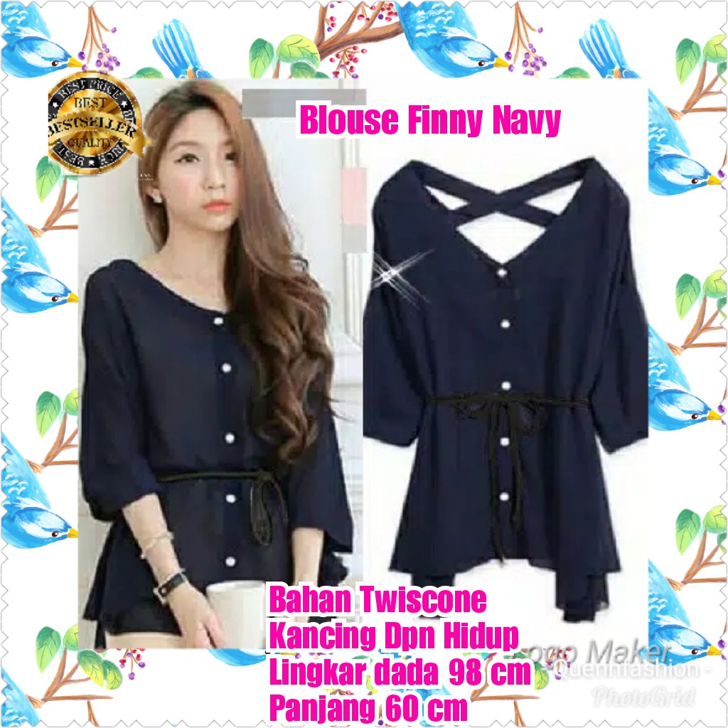 TERMURAH FINNY NAVY/ RED/ BLOUSE/ TERBARU / TERPOPULER / TERLARIS /KONDANGAN/PESTA/TERMURAH