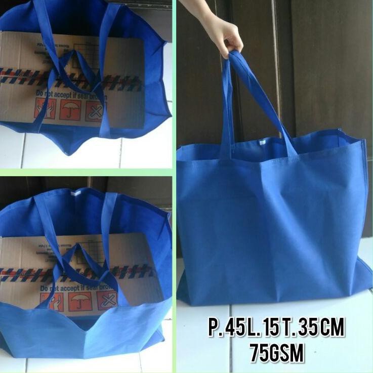 

Stock Banyak VJPVD Tas spunbond jumbo landscape 45x15x35cm tebal 75gsm untuk sembako, bingkisan, tas