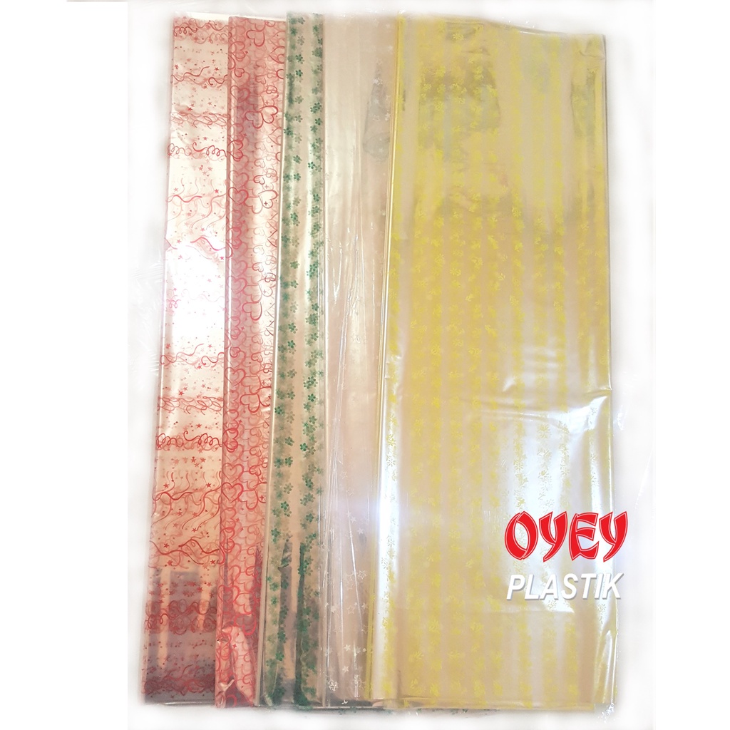 

10 lembar Plastik kaca motif bungkus parcel parsel hampers