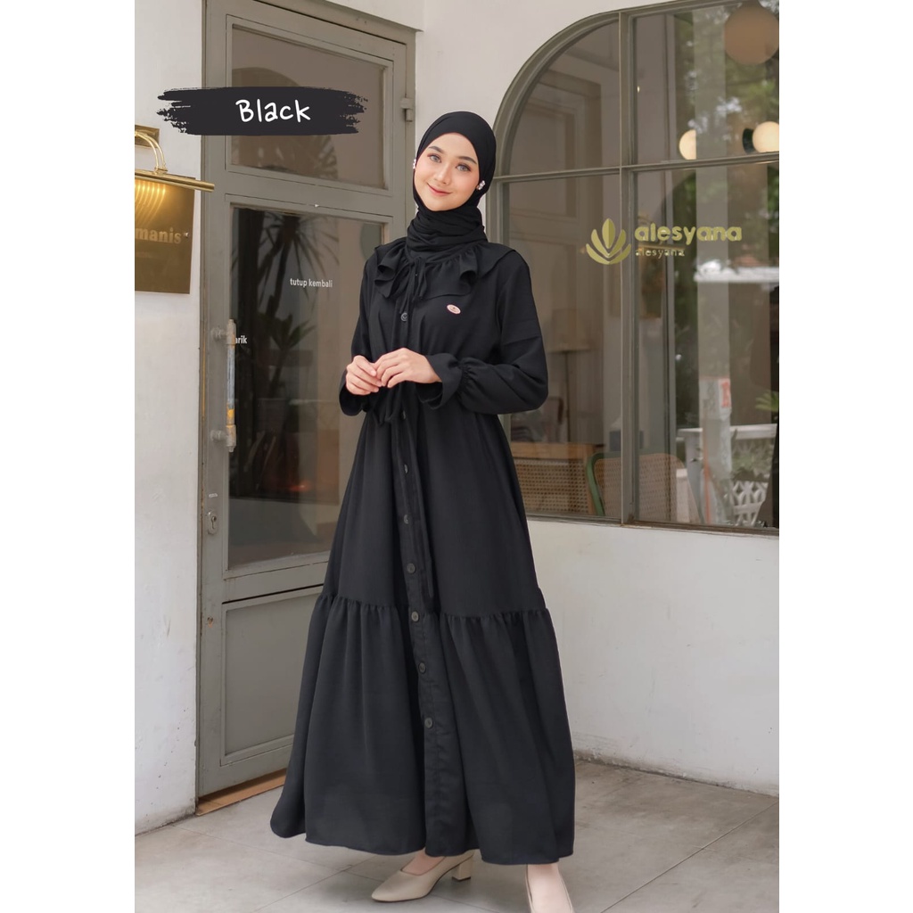 Dress ELNARA ALESYANA long outer model new design terbaru muslimah wanita terkini premium