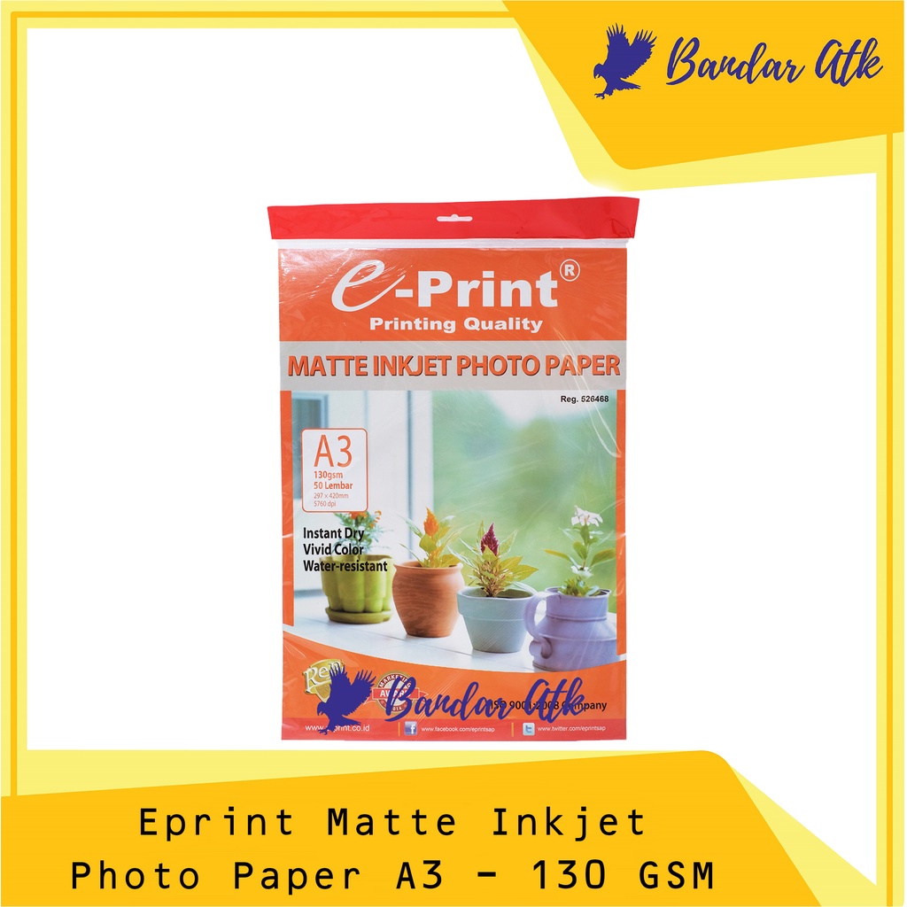 Kertas Foto Eprint Matte Inkjet 130Gsm A3 50 Lembar Photo Paper