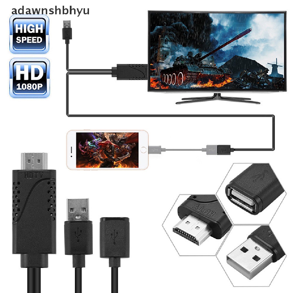 Kabel Adapter HDTV Female to HDMI Male adawnshbhyu 2in1 USB Untuk IOS 8.0 &amp; Hp Android