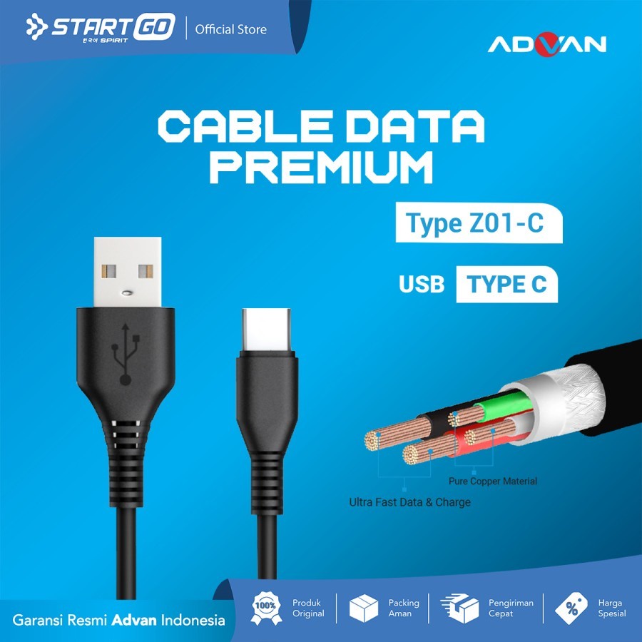 Kabel Data PREMIUM ADVAN STARTGO Z01-C Type C - Advan START GO Z01C - WHITE