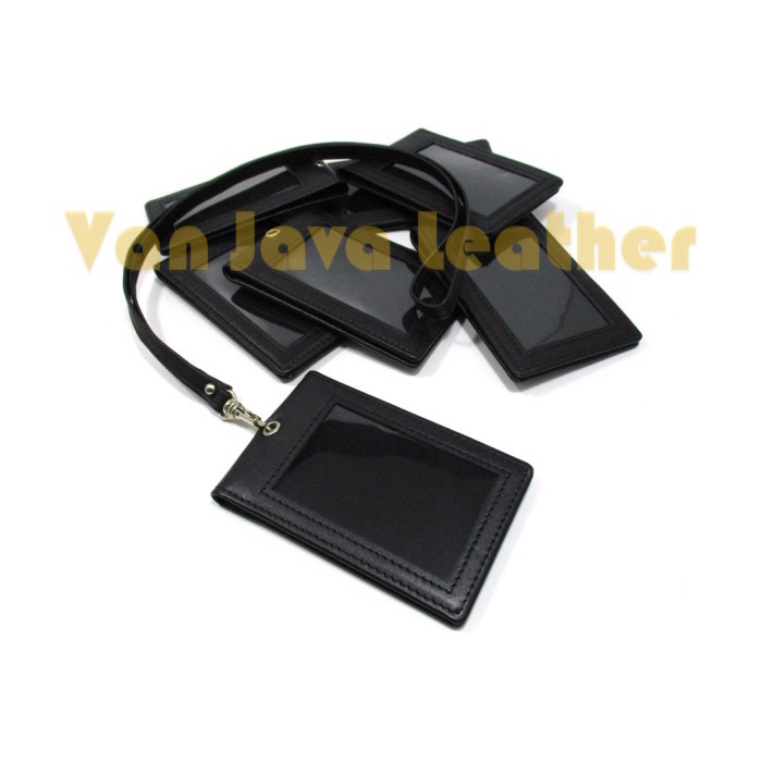 

Id Card - Id Card Holder Kulit/Hitam/Tali/Kalung/Name Tag Magnet/Asli Kulit