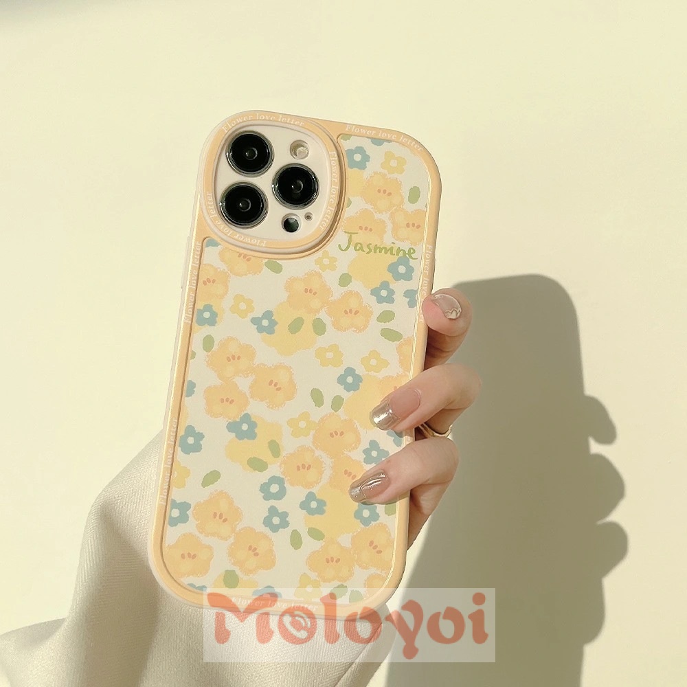 Soft Case TPU Motif Bunga Kuning Gaya Retro Untuk IPhone 7 8 Plus X XR 11 13 112 Pro Max XS Max 7 Plus 8 Plus 6 6s SE 2020