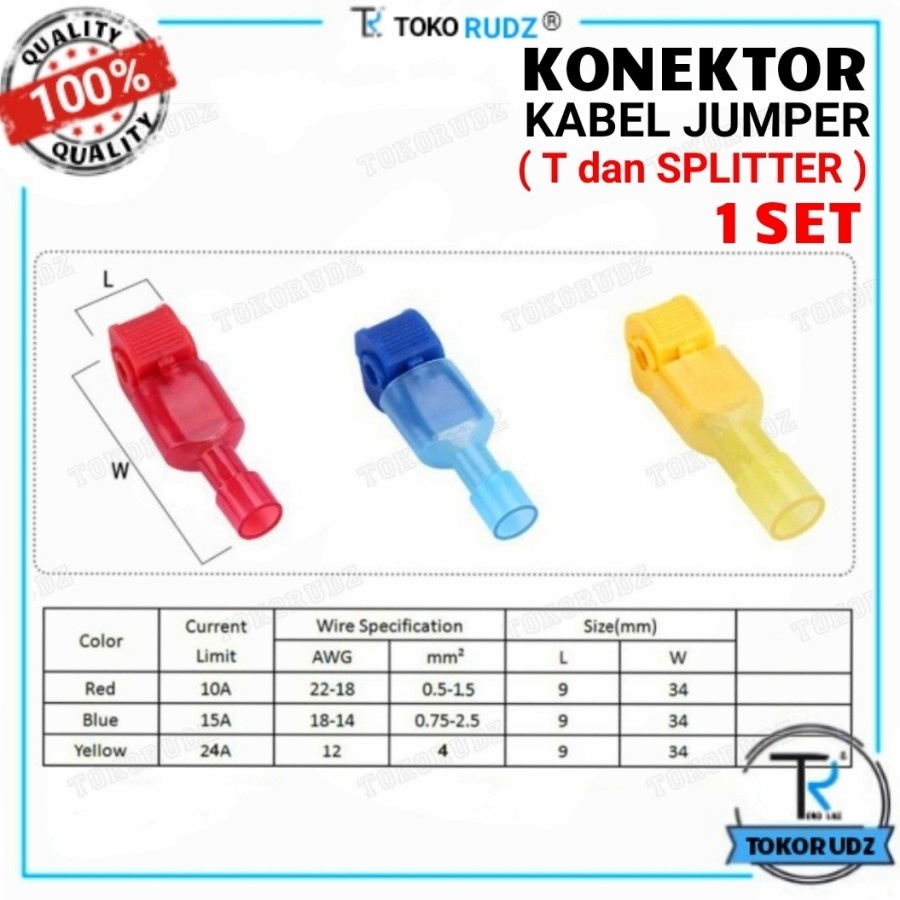 Konektor Kabel Jumper T Split Suntik Cabang Terminal Soket 1 Set