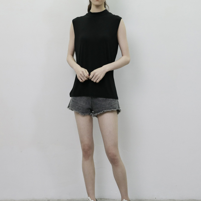 Kaos Turtleneck &quot;Chama&quot;, Sleeveless Bahan Modal, Stretch Adem Dingin