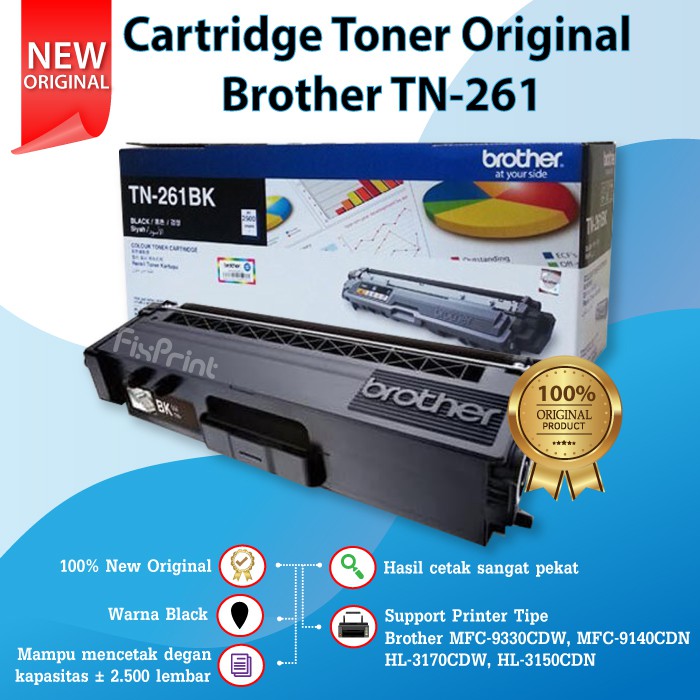 Cartridge Tinta Toner Brother TN-261 TN261 Original Printer MFC-9330CDW 9140CDN HL-3170CDW 3150CDN