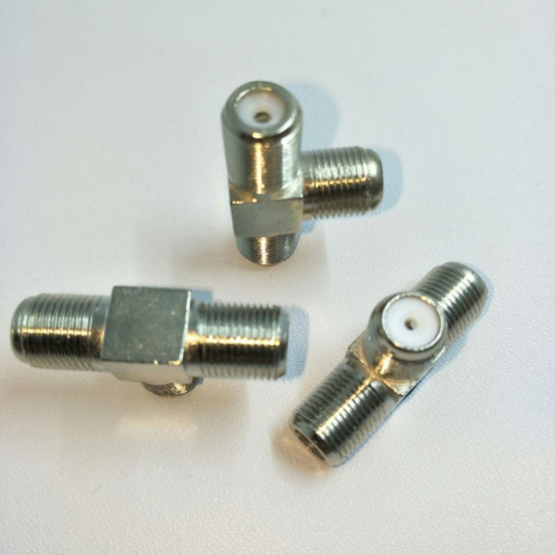 Konektor T F drat besi / Konektor T sambungan F RG6 / jack T F parabola