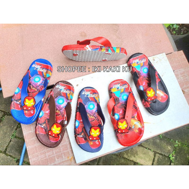 SANDAL JEPIT ANAK COWOK IRON MAN MARVEL SUPER WAR KARET MELODY 2023