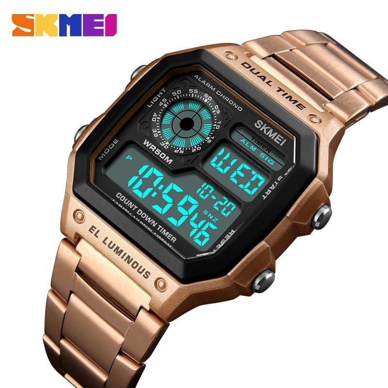 {COD} Jam Tangan SKMEI Pria Wanita | Jam Tangan Digital Tali Stainless Anti Air | Jam Tangan Murah