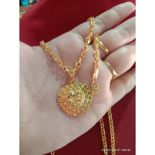 kalung Medan besar love jumbo 60cm dan 75cm lapis emas 24k