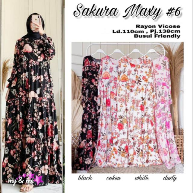 Sakura maxy / maxi dress gamis motif bunga