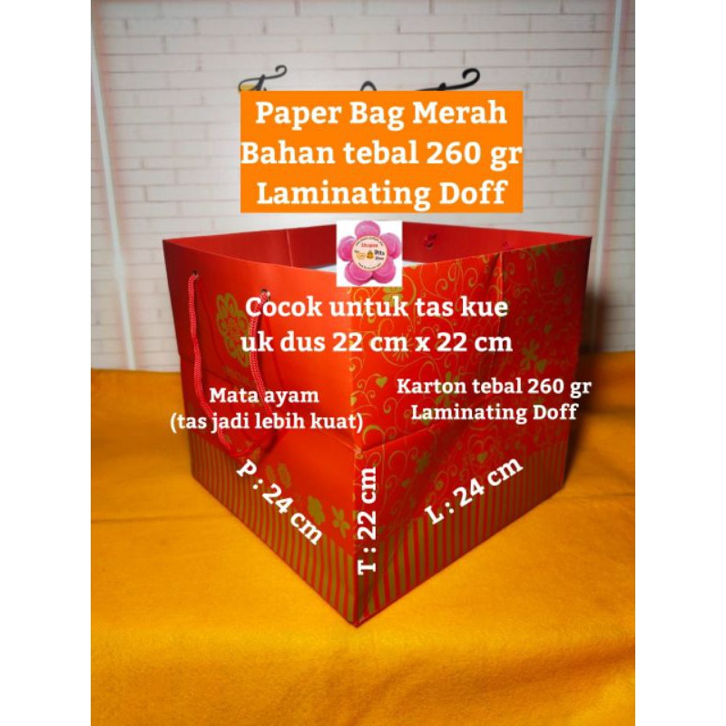 

Paper Bag Merah Tebal ( P x L x T : 24 x 24 x 22 cm )