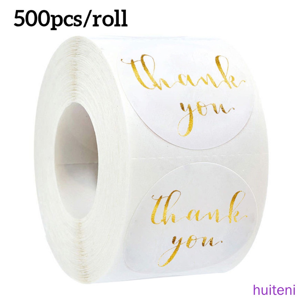 500 Pcs / Roll Stiker Label Bulat Motif Thank You Untuk Dekorasi Kue