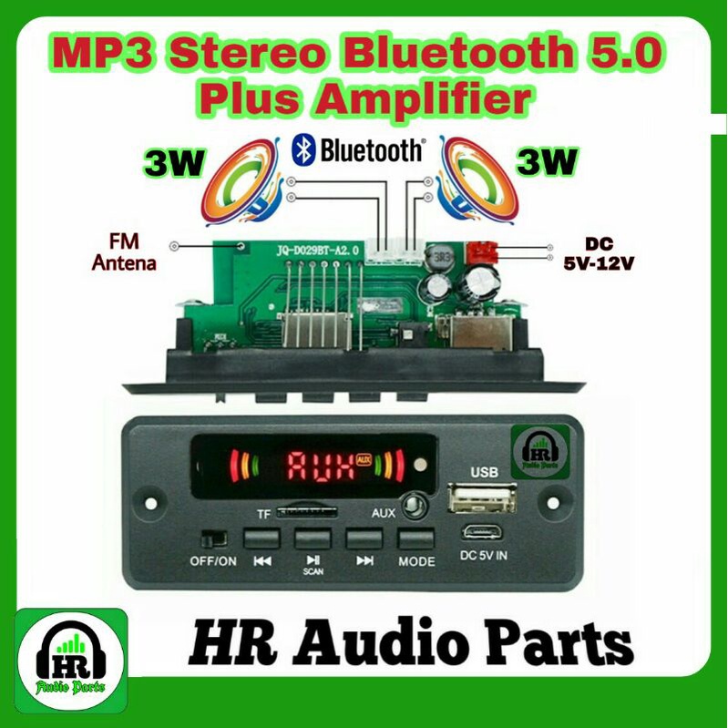 Modul Mp3 Bluetooth 5.0 Pus Amplifier 2x3W DC 5-12V 2*3Watt Decoder Board FM TF SD Card AUX