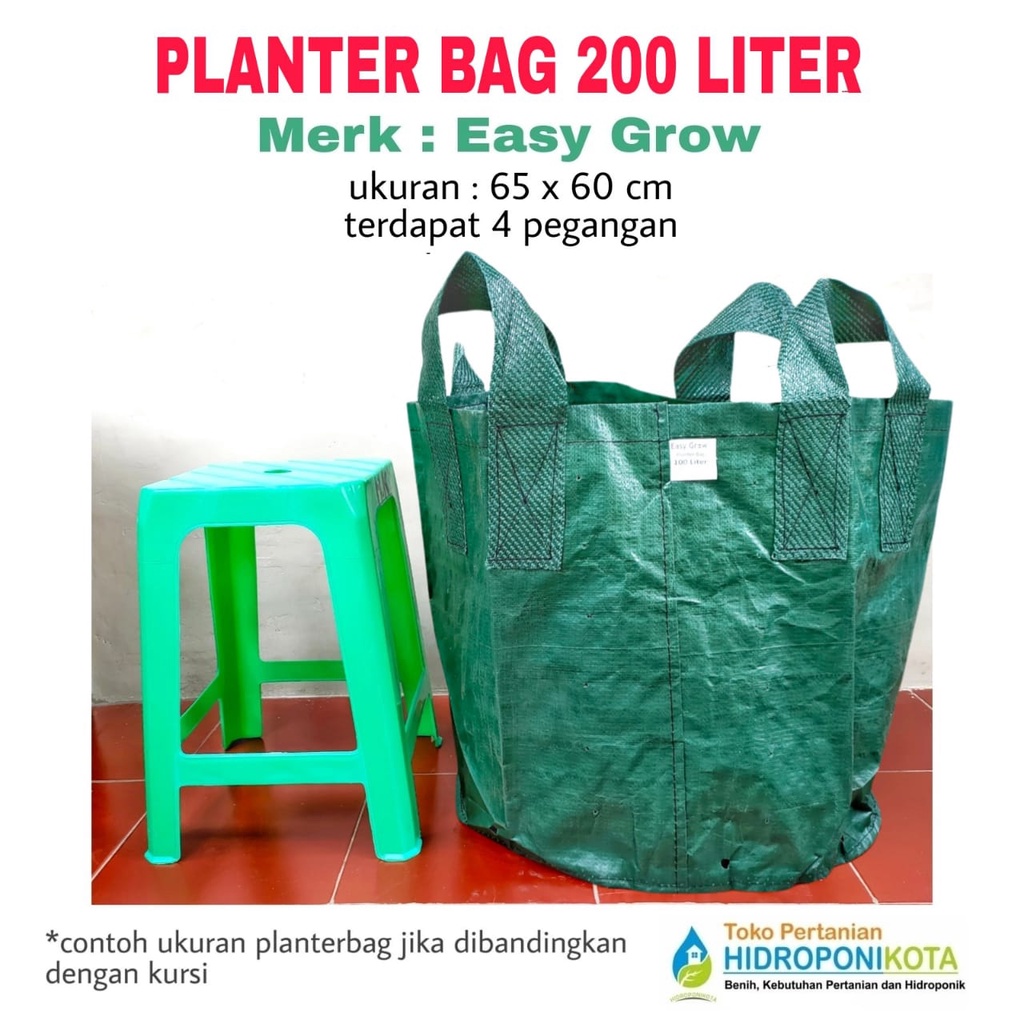 EASY GROW - PLANTER BAG 200 LITER - size 65 x 60 cm - planterbag easy grow - merk EASY GROW ASLI