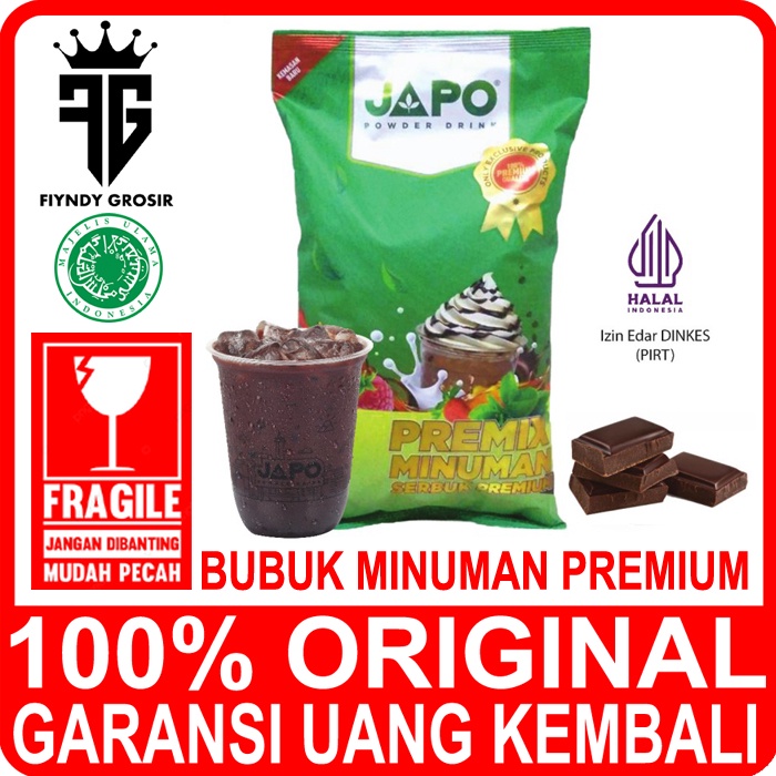 Bubuk Minuman Premium Chocolate Original Mix 1kg merk JAPO / Premium Powder Drink JAPO / izy / kav /