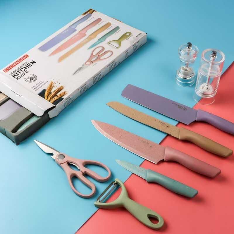 Corrugated Kitchen Knife Set Pisau Amber Sultan