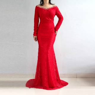 0774 YUEKI LONG DRESS sabrina lengan brokat gaun pesta 0774 YUEKI LONG DRESS sabrina lengan brokat gaun pesta