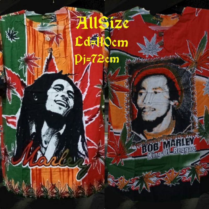 NEW UPDATE Baju Bali Bob Marley Corak Warna Random