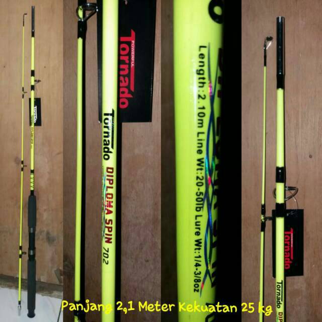 Joran KHUSUS LAUT Fiber glass TORNADO DIPLOMA panjang 2,1 meter kekuatan 25 Kg