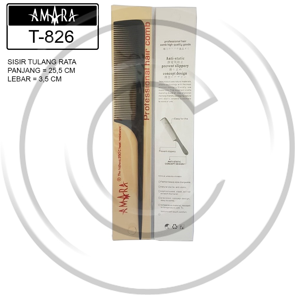 AMARA / AM-T826 / Sisir (Comb) Rambut Tulang Rata