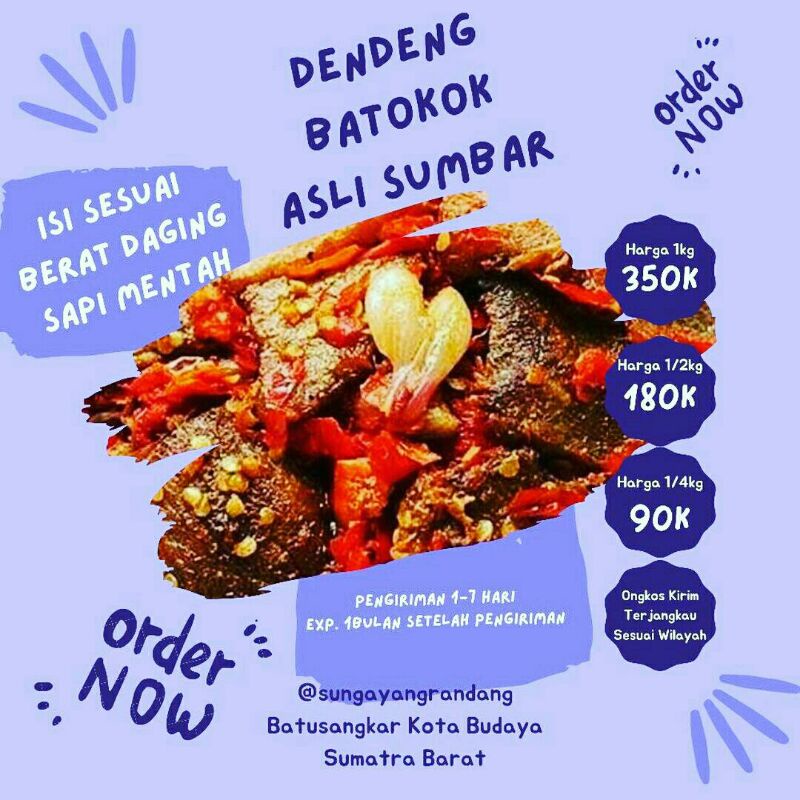 

Dendeng Sapi Batokok/Basah Sambal Merah/Hijau 1Kg