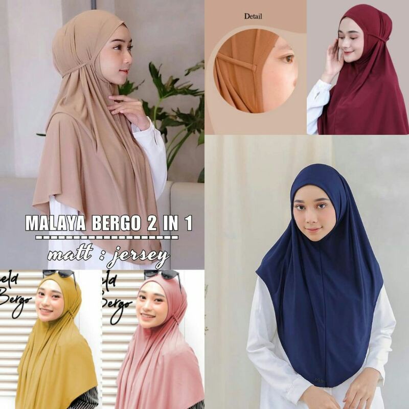 (BISA COD) Hijab Bergo Jersey Tali Instan Jersey Premium