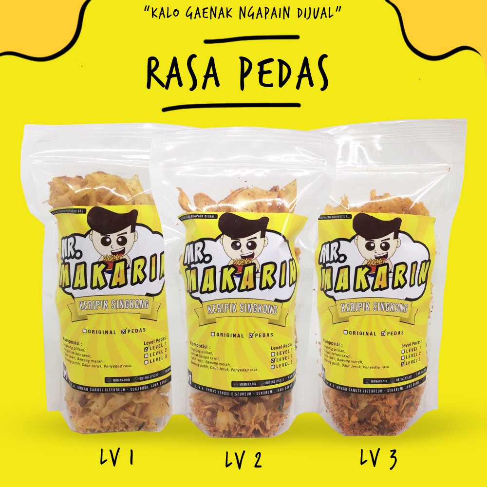 

Mr Makarin Keripik Singkong Taburan Daun Jeruk 100gr | Keripik Pedas & Original | Kripik Setan