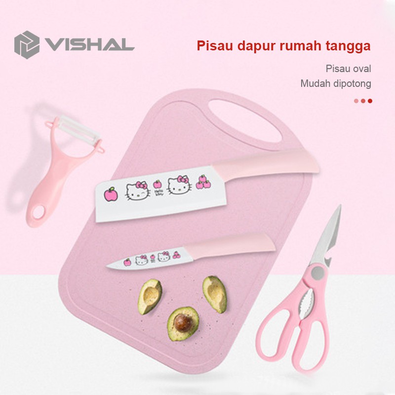 VISHAL Talenan Set 7 in 1 Keramik / Pisau Set 7 in 1 Kitchen Knives Set Fruit Knife/ VS-1812