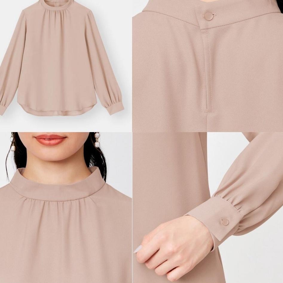 BLF GU Uniqlo Longsleeve Stand Collar - Atasan Wanita Original Branded €➶ ｀