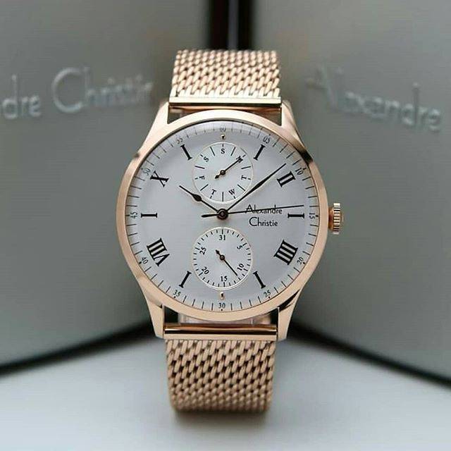 JAM TANGAN ALEXANDRE CHRISTIE PRIA AC 6437 FULL ROSEGOLD ORIGINAL