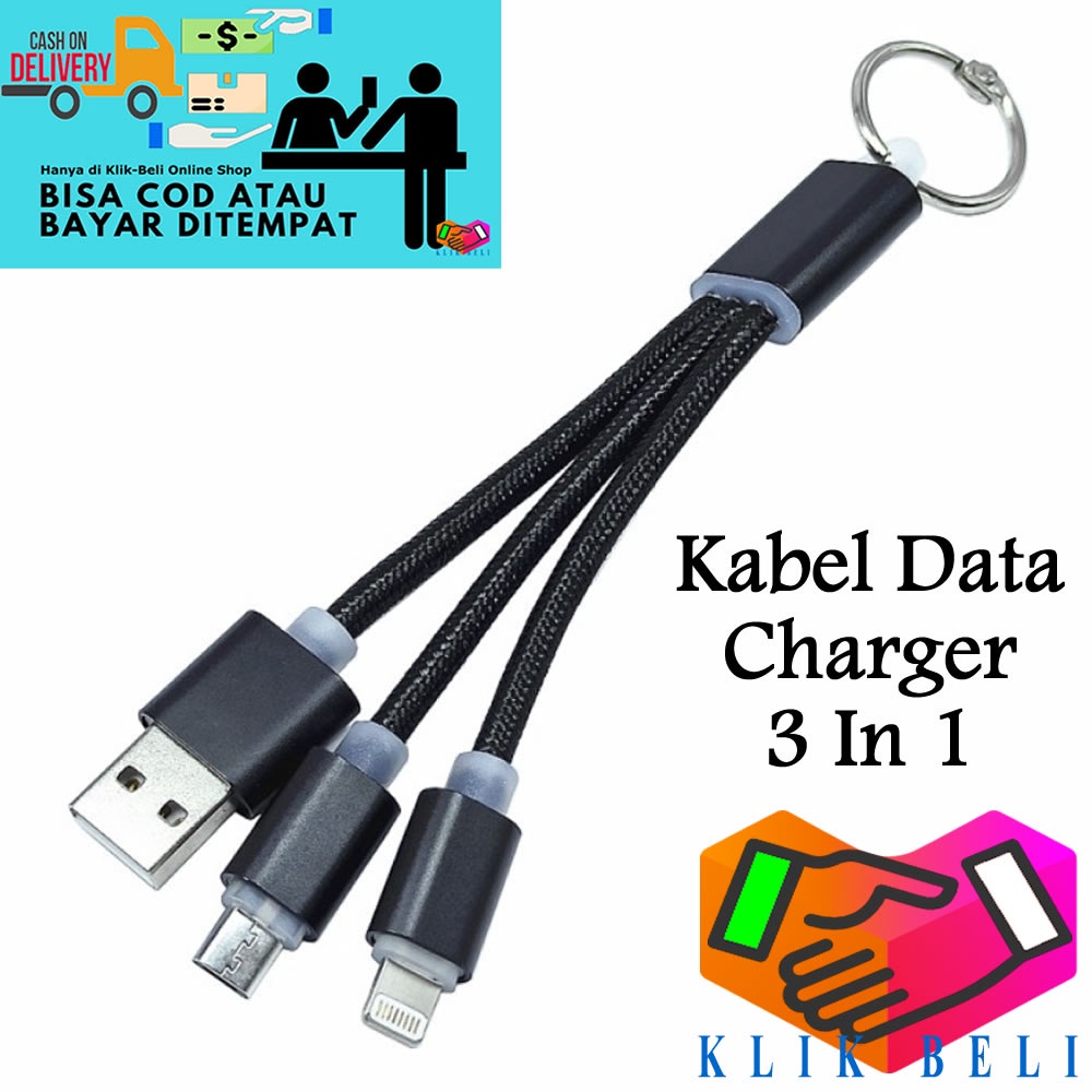 Kabel Data Charger 3 In 1 USB Kabel Micro Lightning Cable Fast Charging