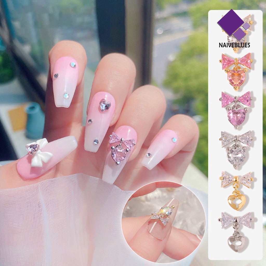 Naiveblue 3Pcs / Set Ornamen Pita Aksen Zircon Anti Karat Untuk Dekorasi Nail Art / Manicure DIY