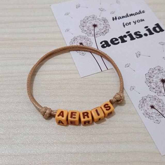 Gelang Inisial Huruf / Gelang Nama / Gelang Couple [COKELAT MUDA]