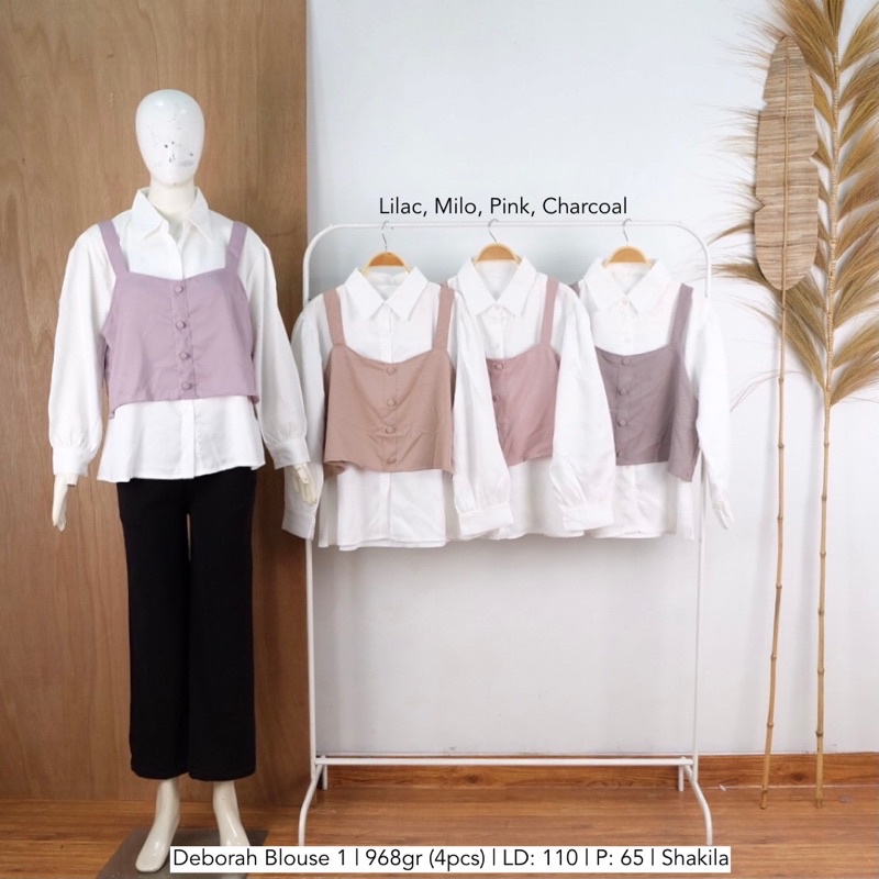DEBORA BLOUSE 2in1/ BLOUSE SHAKILA / BLOUSE VEST / ATASAN VEST / ATASAN SHAKILA VEST LEPAS PASANG