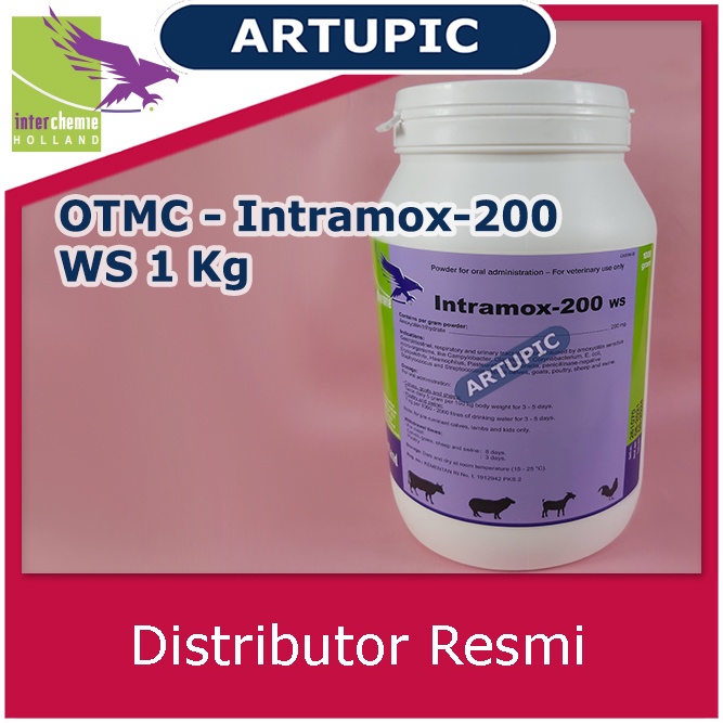 Intramox-200 WS 1 Kg Obat Koli Coli Coryza Kolera Colera Salmonela Berak Kapur Infeksi Pernafasan Pencernaan Perkencingan Bakteri Positif Negatif anak sapi kambing domba babi ayam