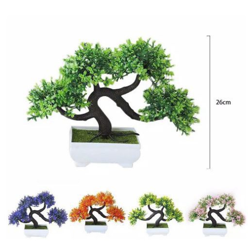 INFY Ornamen Tanaman Pohon Bonsai Artificial / Bunga Plastik / Pajangan bunga Artifisial Pot + Bunga R083