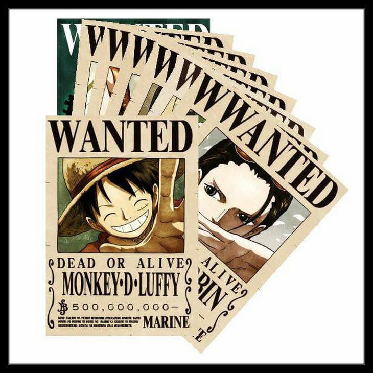 Bounty Poster Wanted One Piece Karakter Luffy Dan Kru Mugiwara