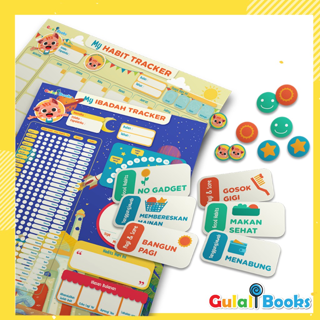 Buku POSTER EDUKASI ANAK GULALI BOOKS MY NEW GOOD HABITS Ibadah Tracker