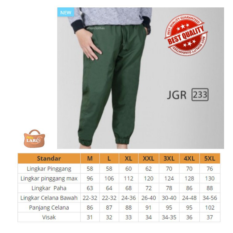 READY CELANA JOGGER PRIA MUSLIM SIZE XXL BAHAN KATUN