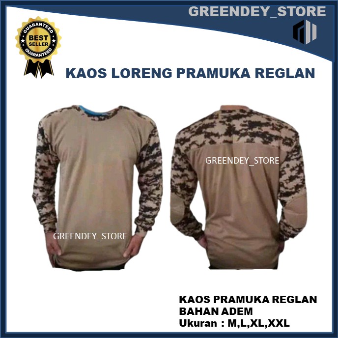 Baju Kaos Pria Lengan Panjang Loreng Pramuka Model Reglan Terbaru Kaos Pramuka