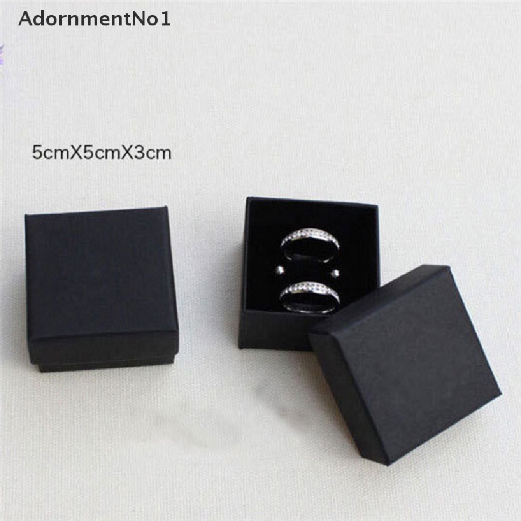 (AdornmentNo1) Kotak Penyimpanan Cincin / Kalung / Anting / Gelang Bahan Kertas Warna Hitam Untuk Hadiah