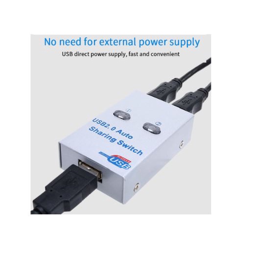 Usb A 2.0 auto sharing switch NB 480Mbps 2 port metal for printer 2UA - Usb2.0 switch otomatis automatic