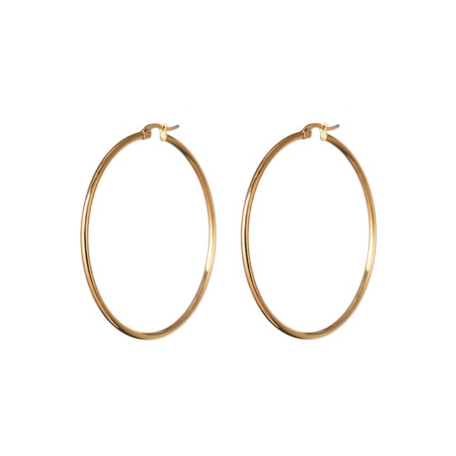 LRC Anting Tusuk Fashion 5.5cm Gold Circle Earrings D57314