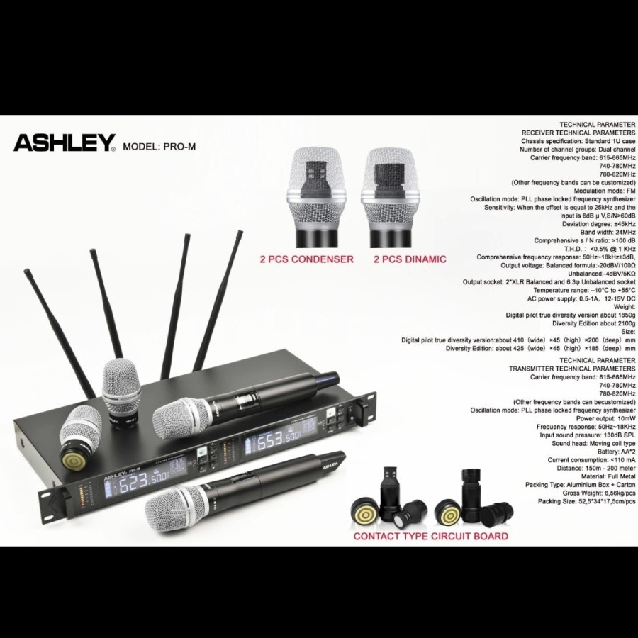 Mic Wireless Ashley PRO M Original Dynamic - Condenser