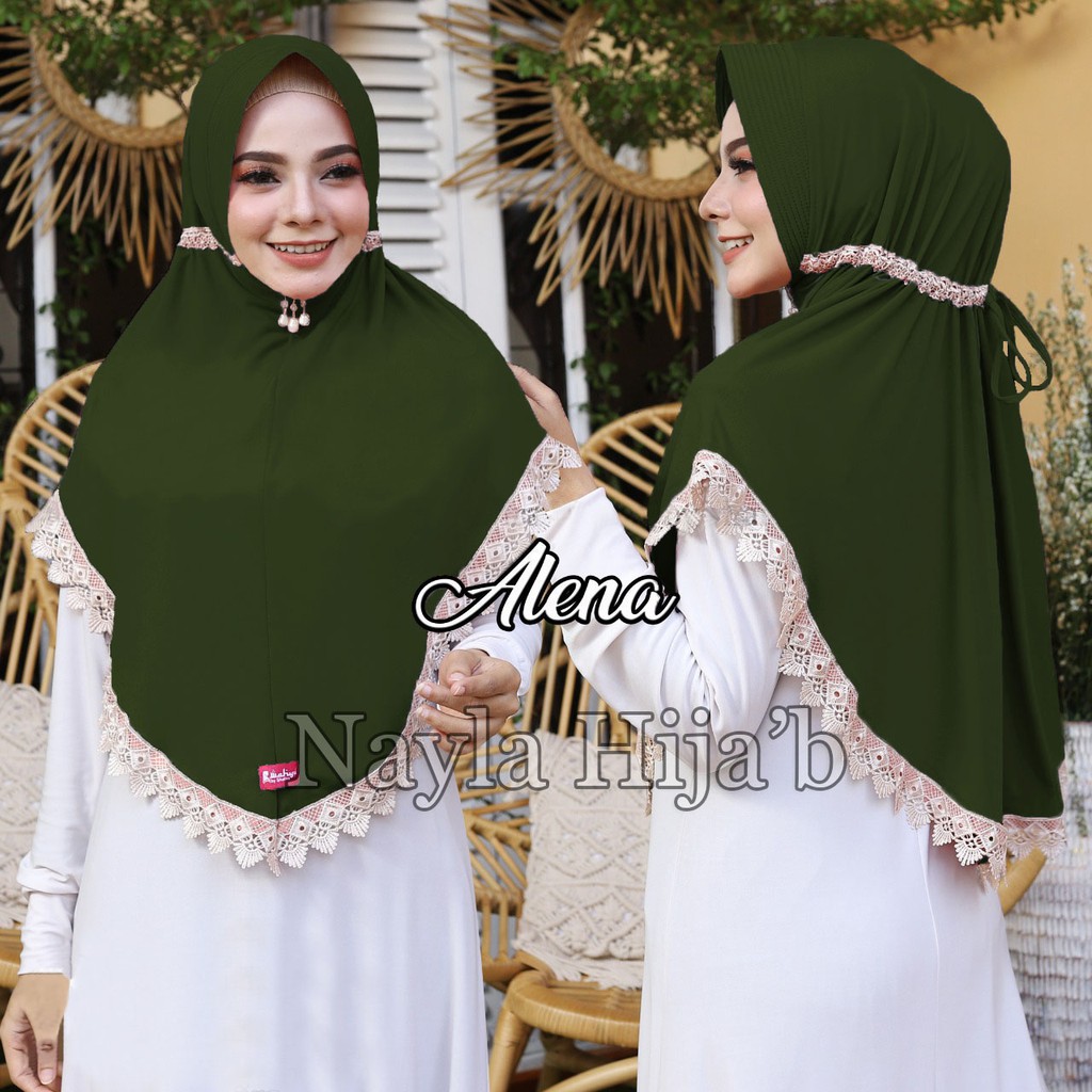 Jilbab Instan Serut Alena Renda Import Kerudung Instan Jersey Super Premium Termurah Nayla Hijab