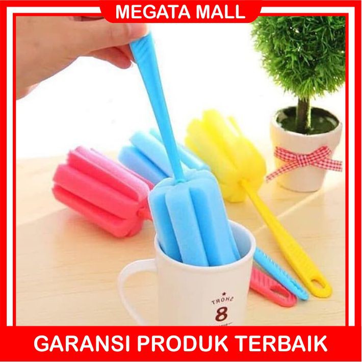 ♫ Megata ♫ A002 Tongkat Sikat Botol Spons Pembersih Gelas Gagang Pencuci Brush cuci Alat Sponge